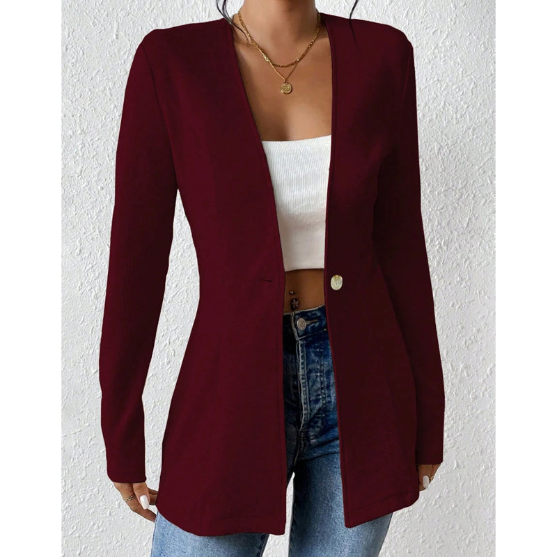 🔥 50% KORTING 💕Damesblazer met V-hals en enkele knoop