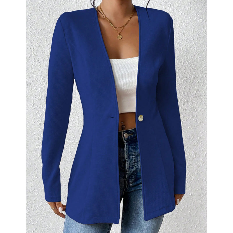 🔥 50% KORTING 💕Damesblazer met V-hals en enkele knoop