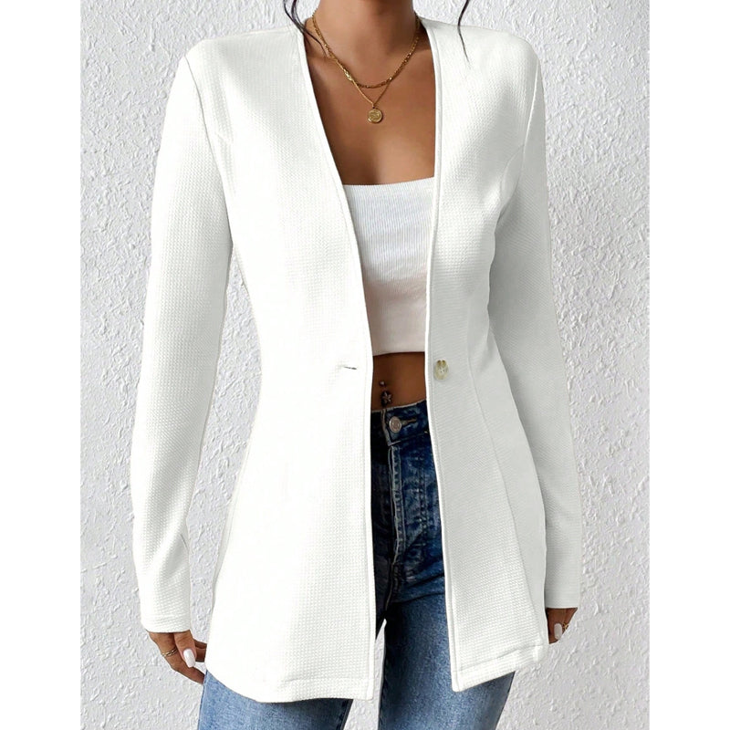 🔥 50% KORTING 💕Damesblazer met V-hals en enkele knoop