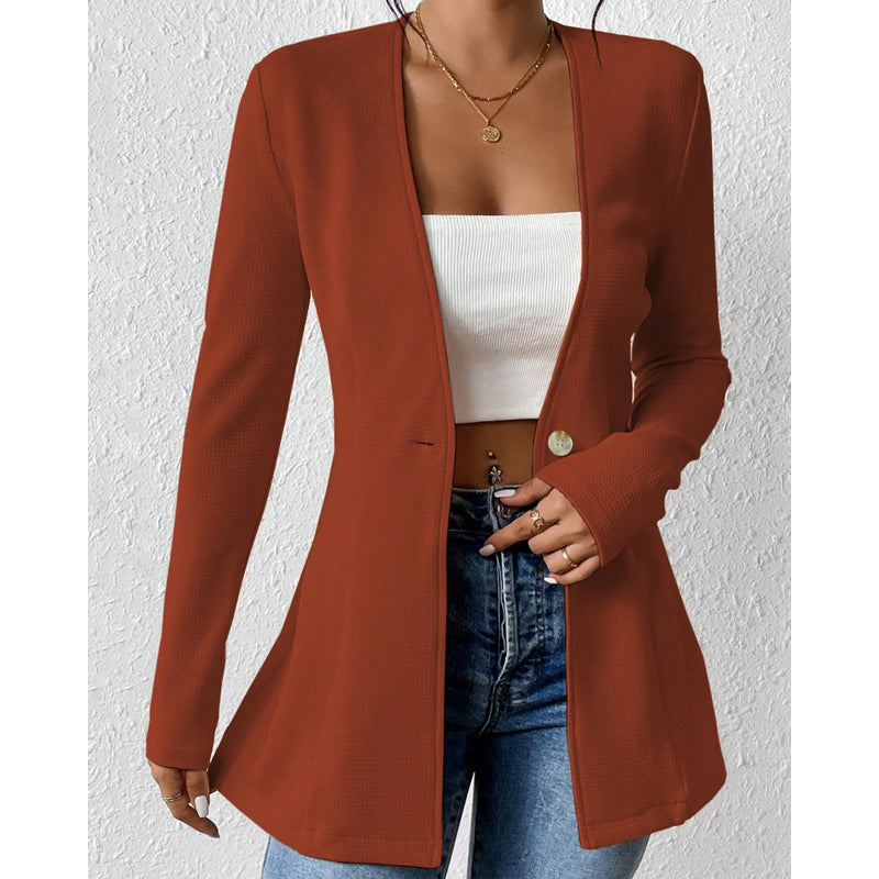 🔥 50% KORTING 💕Damesblazer met V-hals en enkele knoop