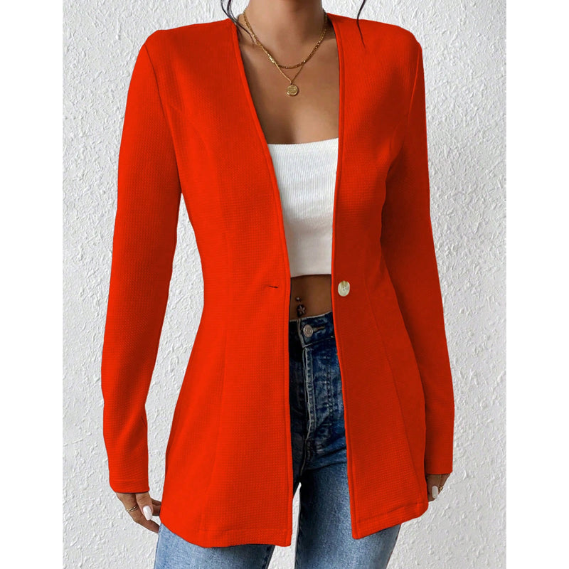 🔥 50% KORTING 💕Damesblazer met V-hals en enkele knoop
