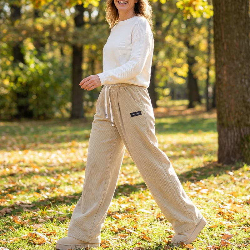 ✨💓Dames corduroy broek met wijde pijpen en trekkoord🔥