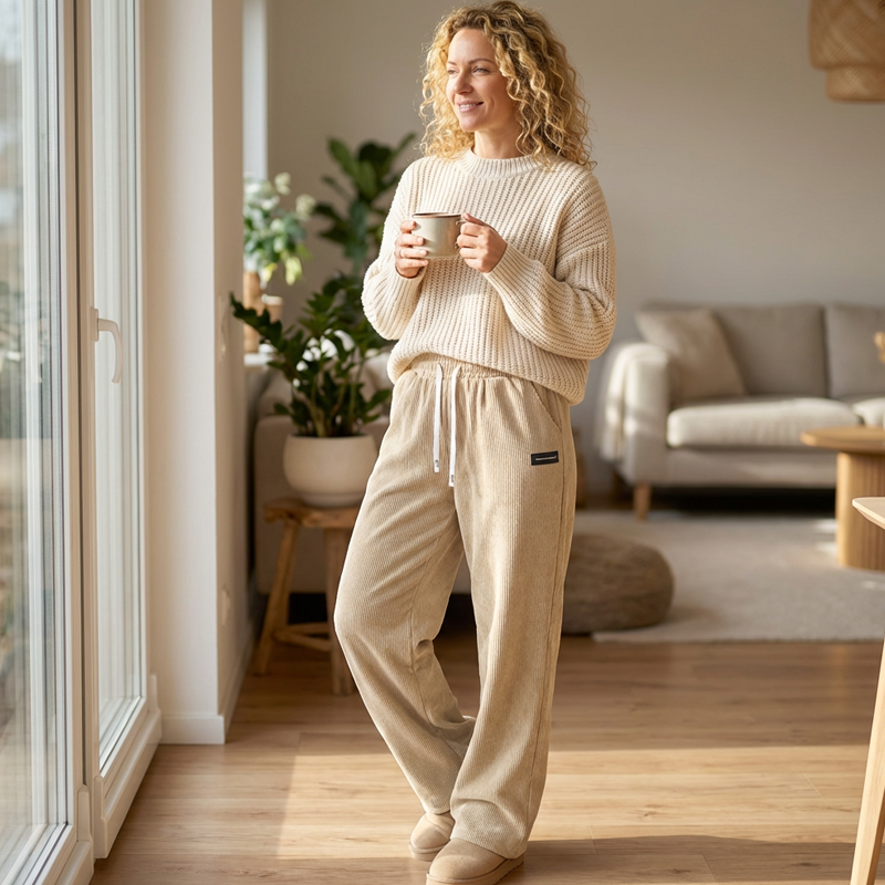 ✨💓Dames corduroy broek met wijde pijpen en trekkoord🔥