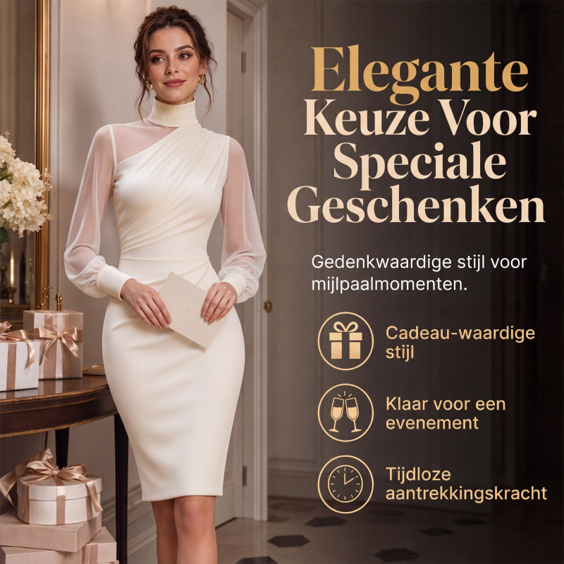👗Bodycon-jurk van mesh met col voor dames