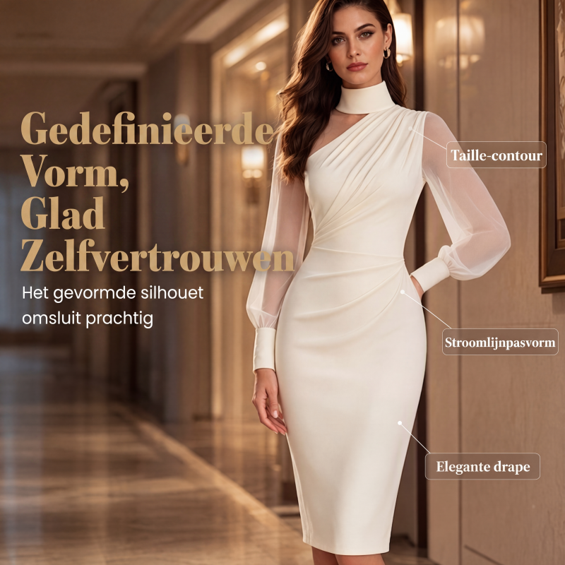👗Bodycon-jurk van mesh met col voor dames
