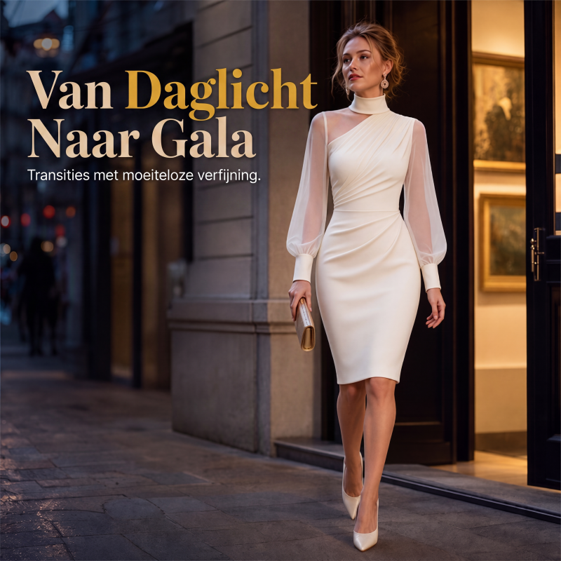 👗Bodycon-jurk van mesh met col voor dames