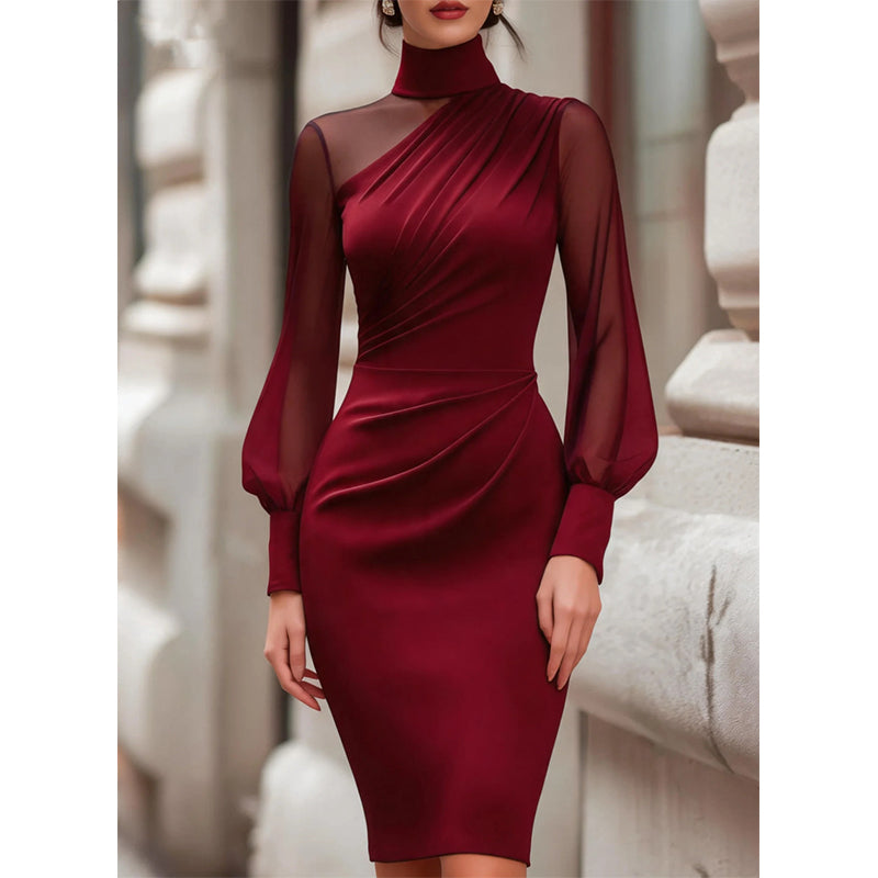 👗Bodycon-jurk van mesh met col voor dames