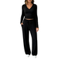 Dames set met V-hals lange mouwen top en wijde pijpen broek