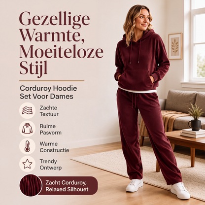 💥 Exclusieve Deal 👕 Dames Corduroy Hoodie met Zakken – Zachte Textuur, Warm Comfort & Trendy Casual Look ✨