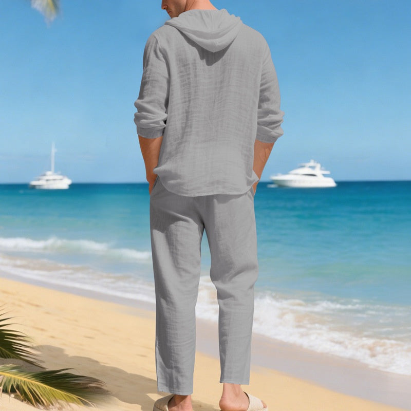 🌊 Nieuw Binnen 👕 Heren Linnen Strandoutfit Set – Ademend, Lichtgewicht & Perfect voor Zomerse Relaxte Looks ☀️