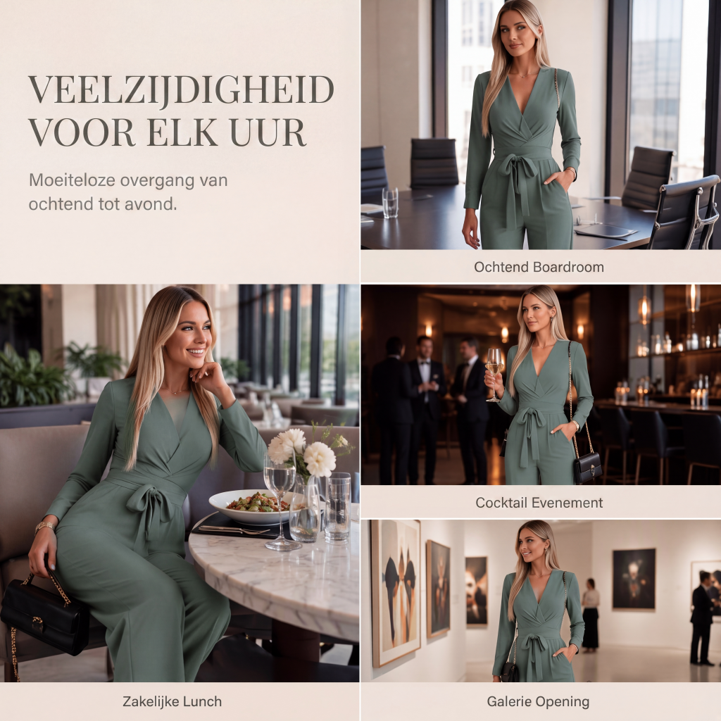 🌸 Nieuwe Collectie 👗 Dames Jumpsuit met Lange Mouwen, V-Hals & Ceintuur – Elegante Pasvorm, Flatterend Silhouet & Comfortabele Look ✨
