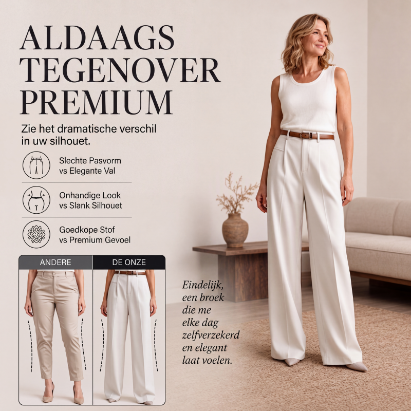 🔥 50% KORTING 👖 Dames Hoge Taille Wide Leg Pantalon – Elegante Pasvorm, Langere Beenlook & Ultiem Comfort ✨