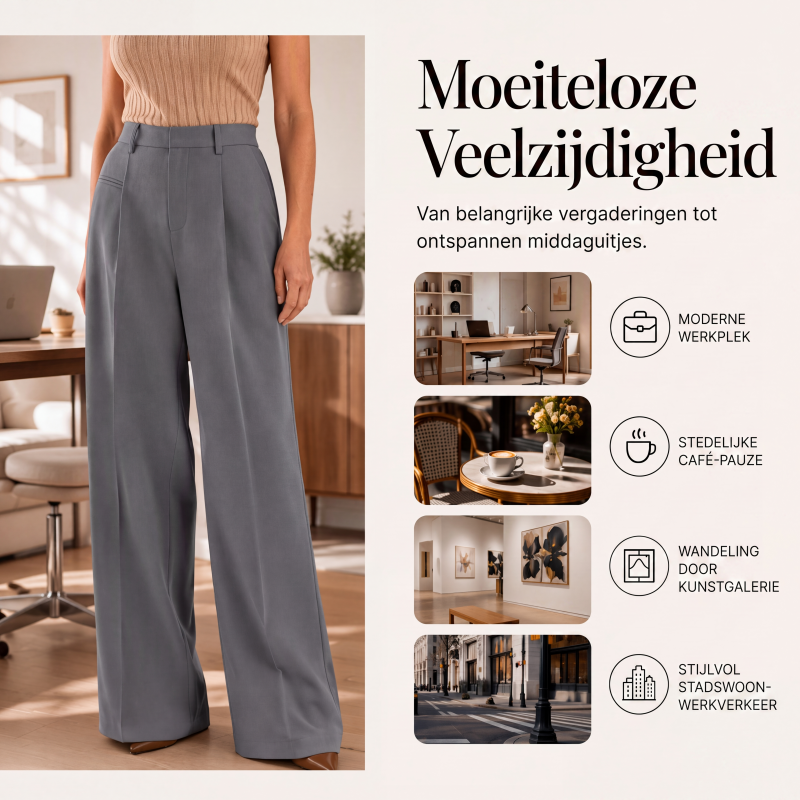 🔥 50% KORTING 👖 Dames Hoge Taille Wide Leg Pantalon – Elegante Pasvorm, Langere Beenlook & Ultiem Comfort ✨