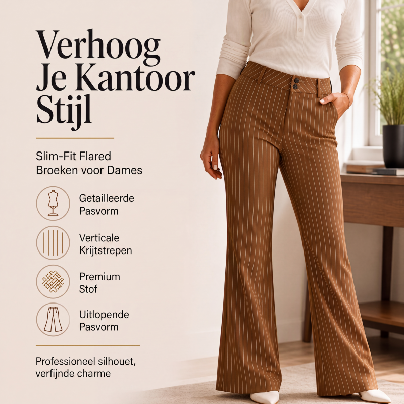 👖Dames gestreepte wijde pantalon