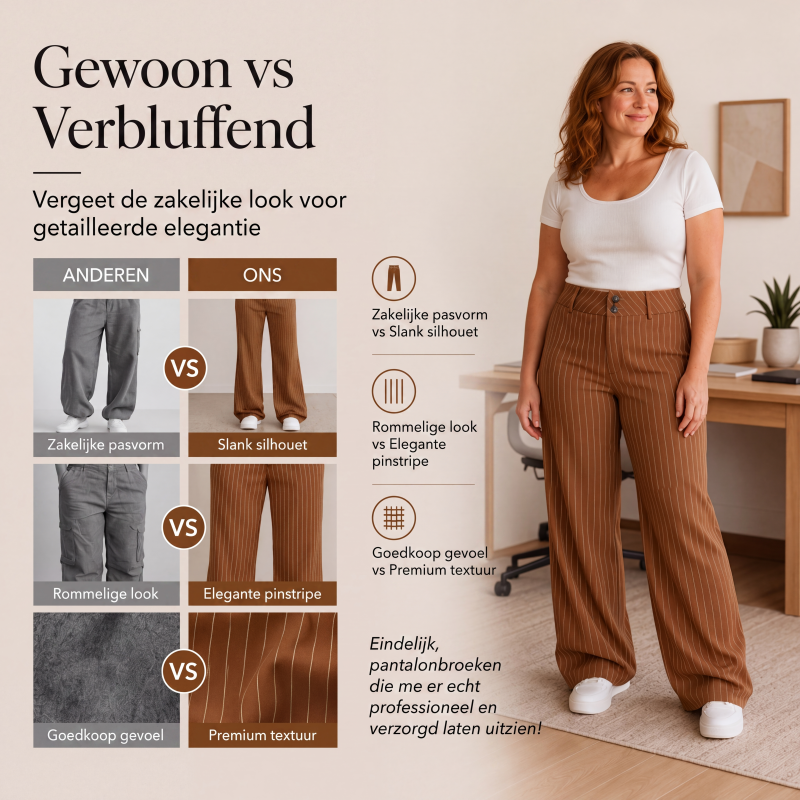 👖Dames gestreepte wijde pantalon