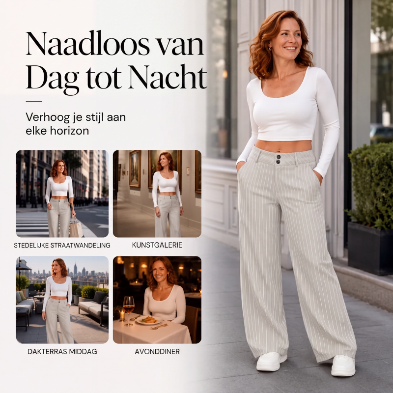 👖Dames gestreepte wijde pantalon