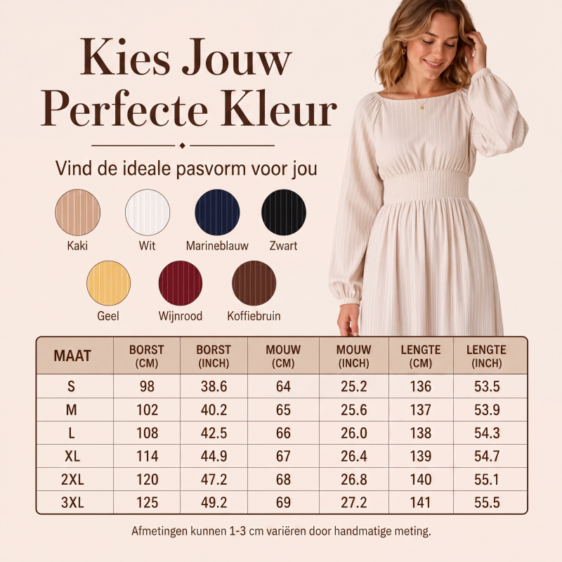 👗Dames maxi-jurk met strepen en elastische taille
