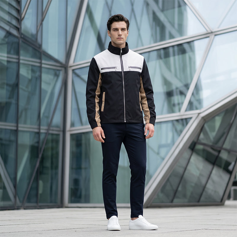 Heren Jack met Opstaande Kraag en Kleurblokdesign
