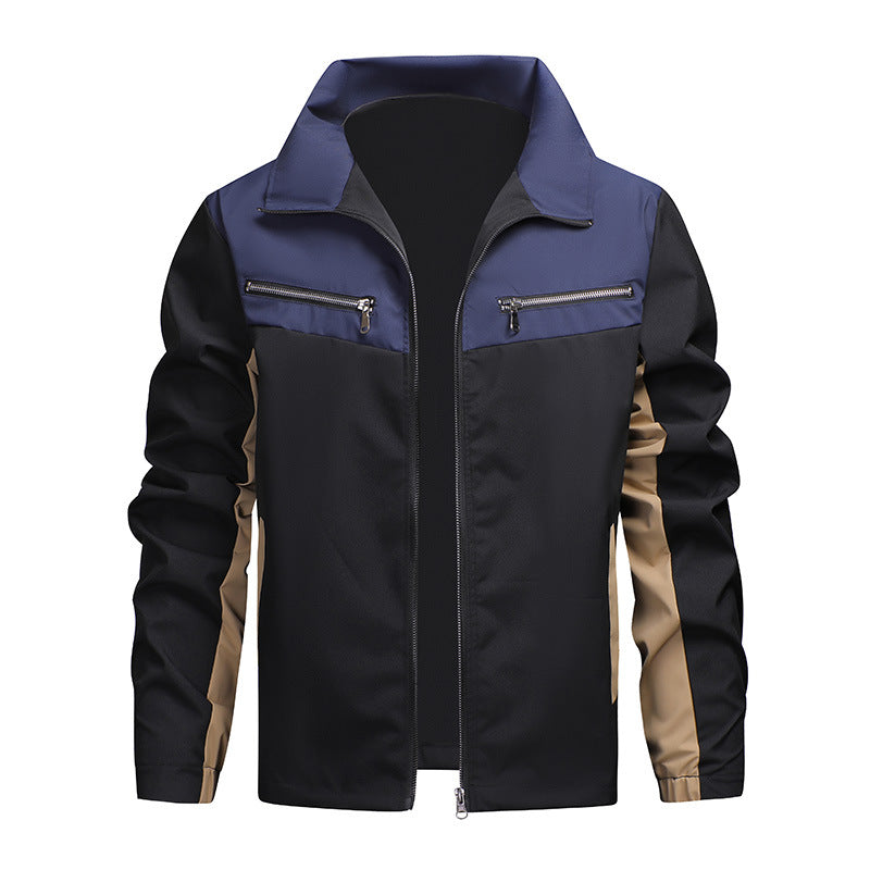 Heren Jack met Opstaande Kraag en Kleurblokdesign