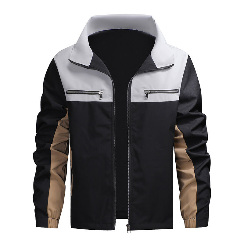 Heren Jack met Opstaande Kraag en Kleurblokdesign