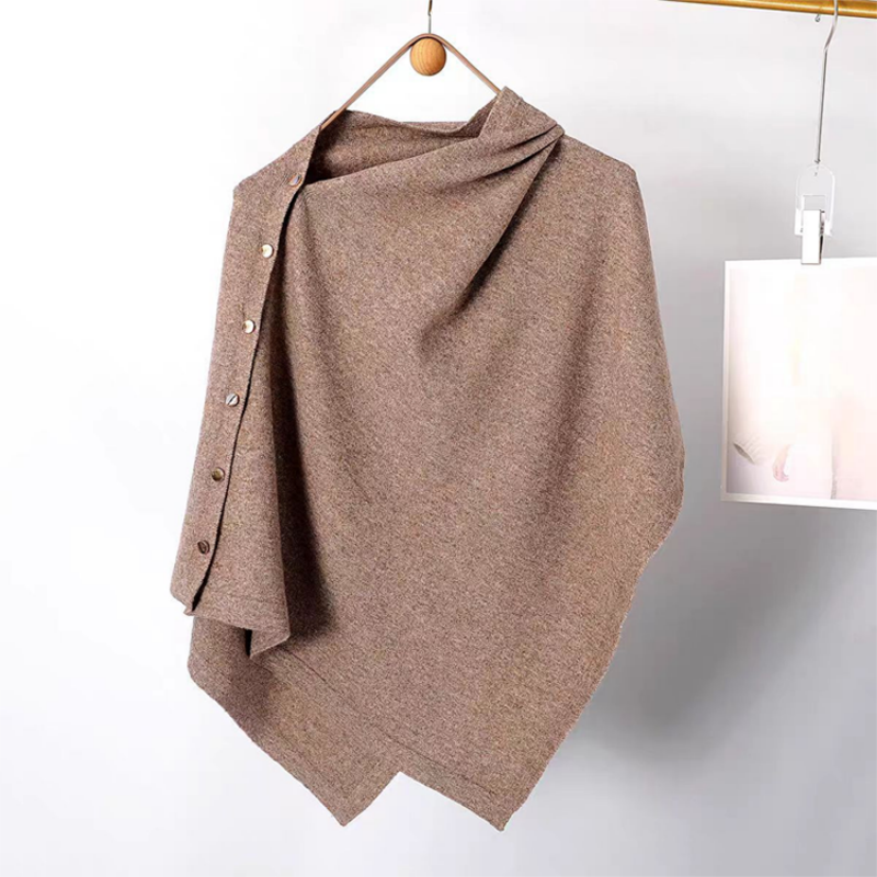Stijlvolle poncho met knopen aan de zijkant voor dames