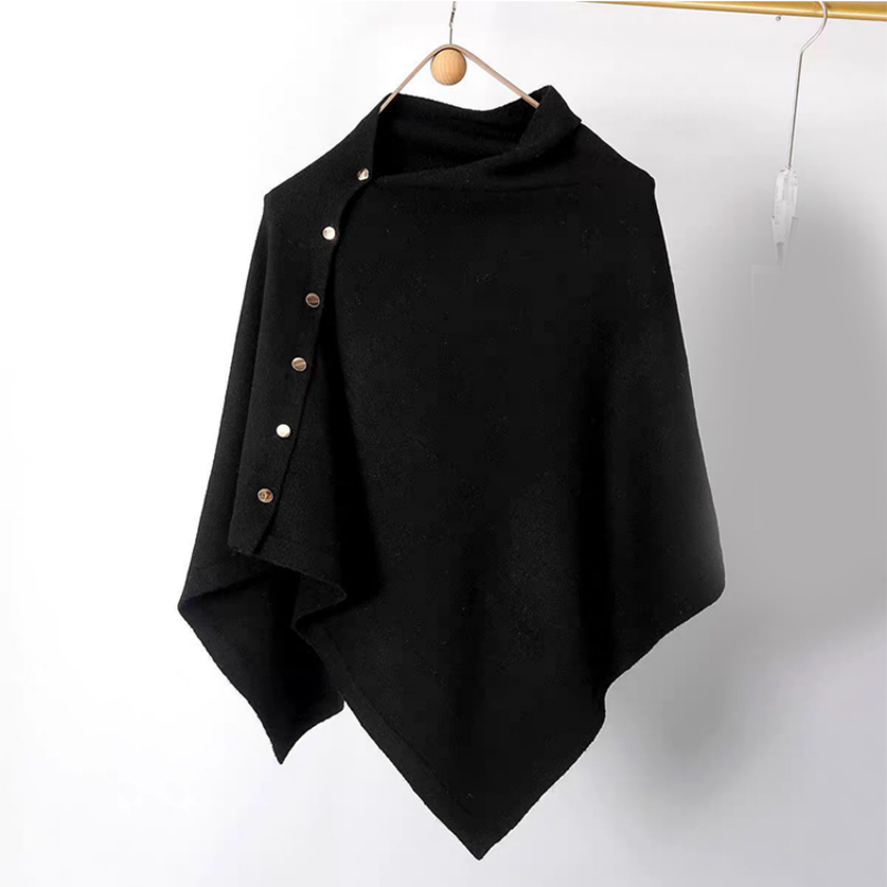 Stijlvolle poncho met knopen aan de zijkant voor dames