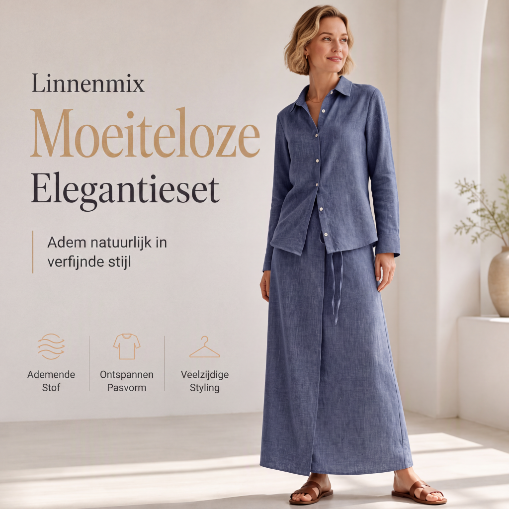 Tweedelige set voor dames: casual overhemd & lange rok
