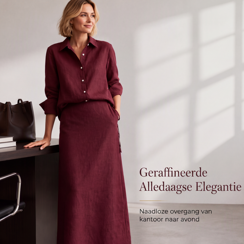 Tweedelige set voor dames: casual overhemd & lange rok