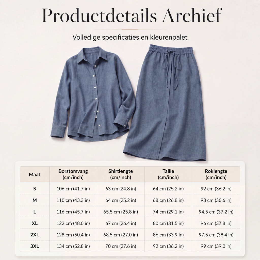 Tweedelige set voor dames: casual overhemd & lange rok