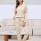 ✨ Nieuwe Collectie 🌸 Dames Wafelstof Loungewear Set met V-Hals 👗 Comfortabel Thuis & Stijlvol Buiten
