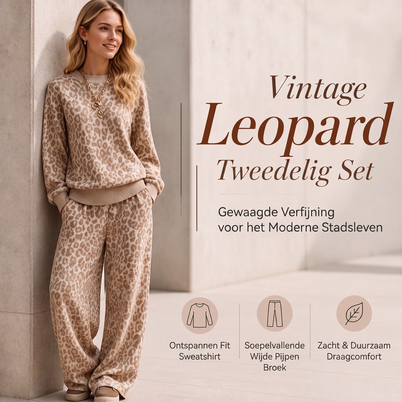 Damesluipaardprint sweatshirt en set met wijde pijpen broek
