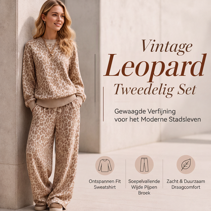 Damesluipaardprint sweatshirt en set met wijde pijpen broek