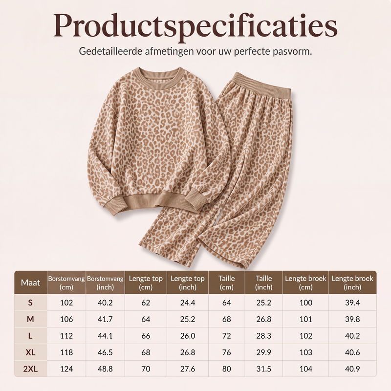 Damesluipaardprint sweatshirt en set met wijde pijpen broek