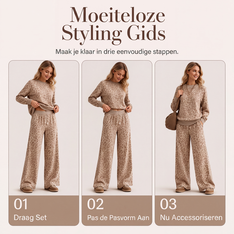 Damesluipaardprint sweatshirt en set met wijde pijpen broek