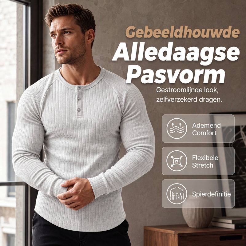 🔥💪Heren Slim Fit Henley-shirt