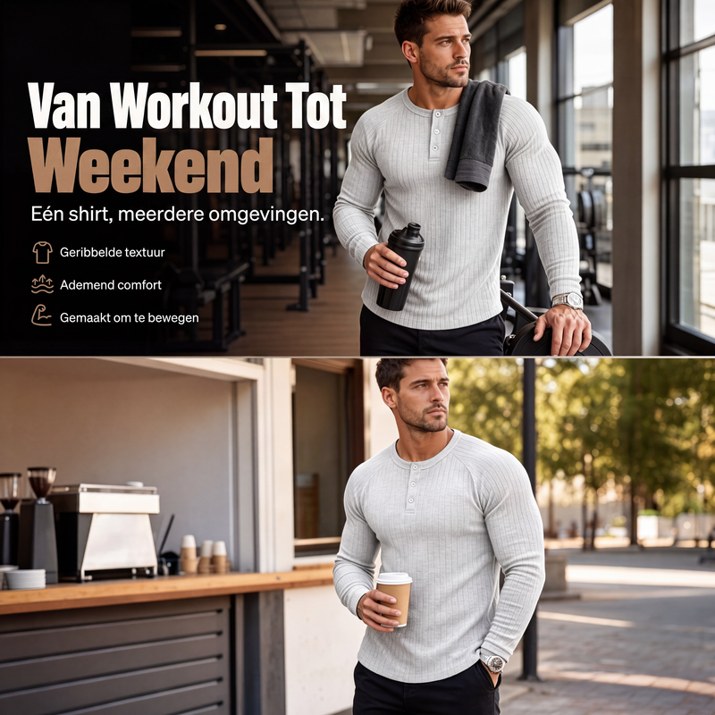 🔥💪Heren Slim Fit Henley-shirt