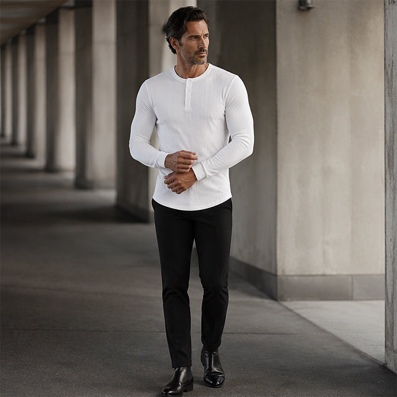 🔥💪Heren Slim Fit Henley-shirt
