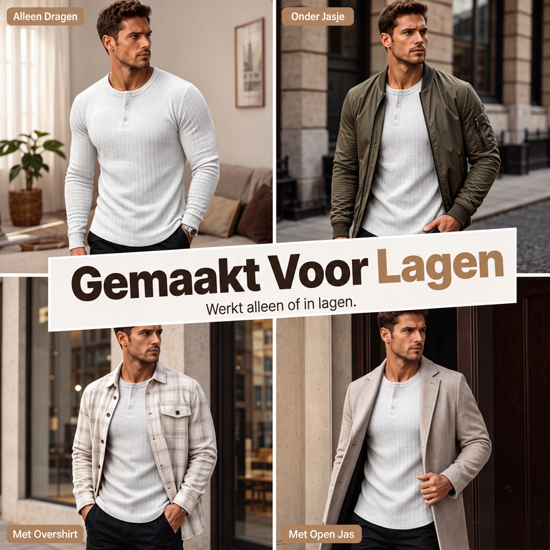 🔥💪Heren Slim Fit Henley-shirt