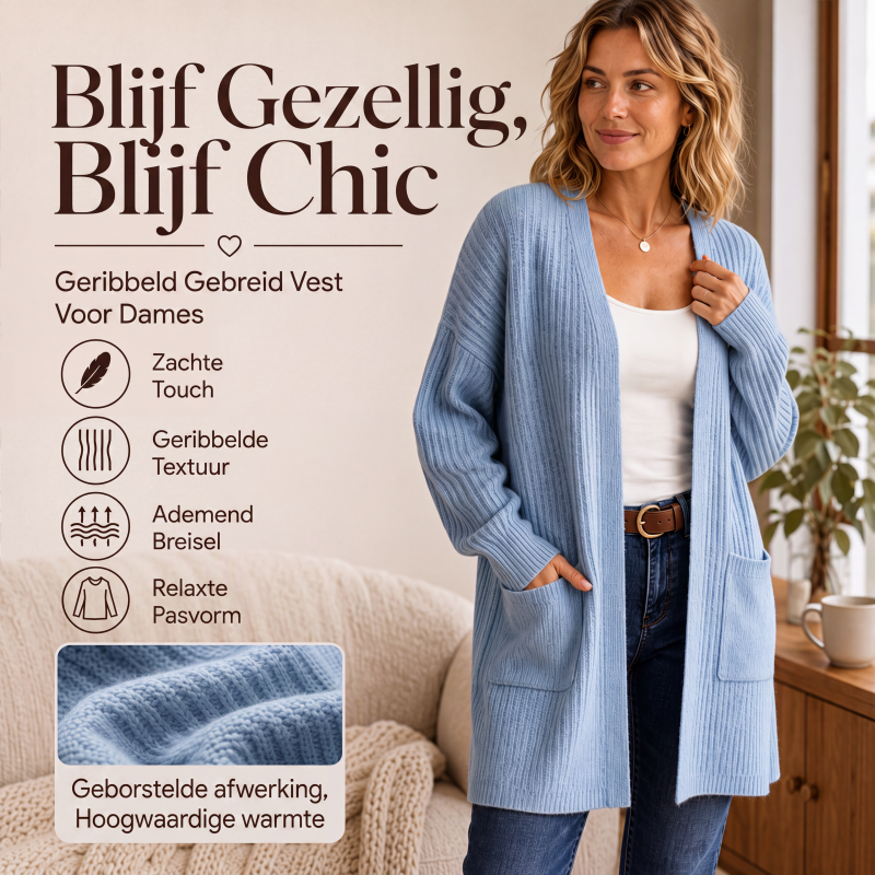 💎 Exclusieve Deal ✨ Geribbelde Damesvest 👗 Zachte Pasvorm & Tijdloze Elegante Stijl