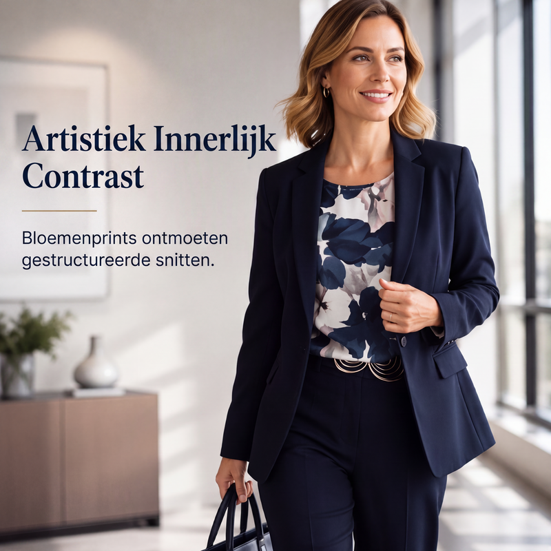 3-delig damespak met blazer, top en broek