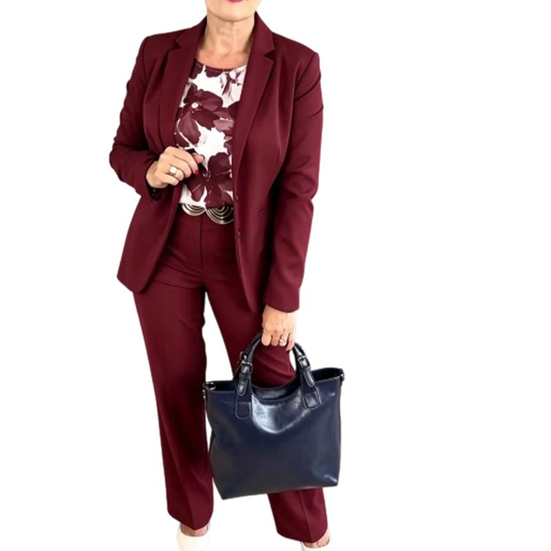 3-delig damespak met blazer, top en broek