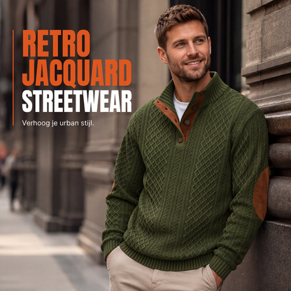 🔥 Nieuw & Trendy ✨ Heren Jacquard Sweatshirt – Losse Pasvorm & Comfortabele Casual Stijl voor Elke Dag 👕