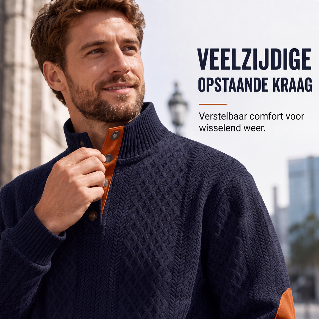 🔥 Nieuw & Trendy ✨ Heren Jacquard Sweatshirt – Losse Pasvorm & Comfortabele Casual Stijl voor Elke Dag 👕