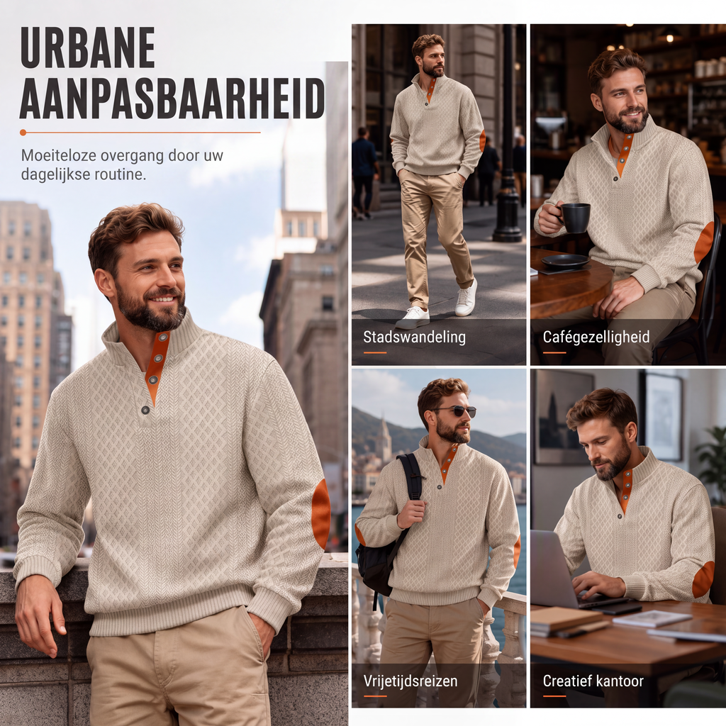 🔥 Nieuw & Trendy ✨ Heren Jacquard Sweatshirt – Losse Pasvorm & Comfortabele Casual Stijl voor Elke Dag 👕