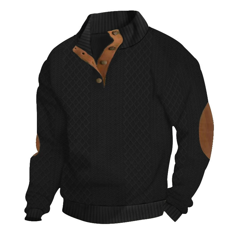 🔥 Nieuw & Trendy ✨ Heren Jacquard Sweatshirt – Losse Pasvorm & Comfortabele Casual Stijl voor Elke Dag 👕