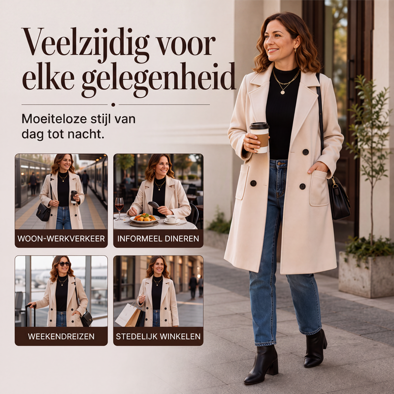 💎 Exclusieve Deal ✨ Dames Double-Breasted Wollen Jas – Elegante Uitstraling & Warme Comfortabele Pasvorm 🧥