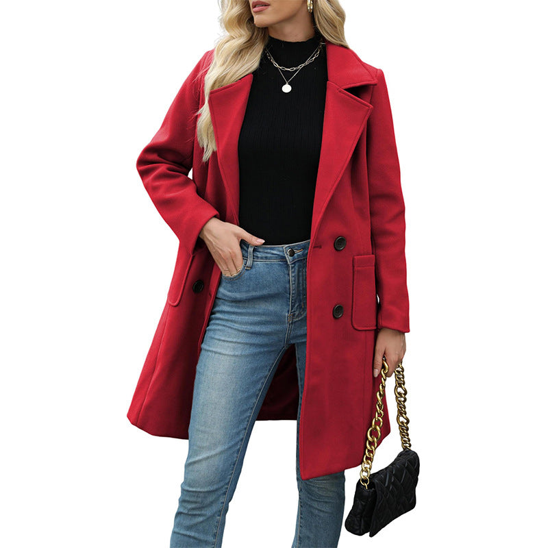 💎 Exclusieve Deal ✨ Dames Double-Breasted Wollen Jas – Elegante Uitstraling & Warme Comfortabele Pasvorm 🧥