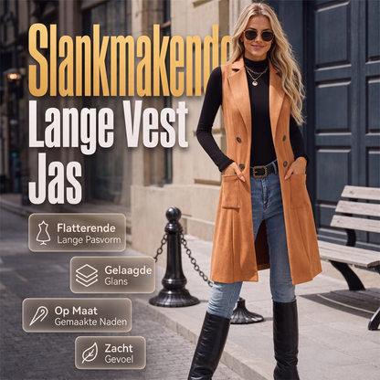 💎 Gratis verzending Dames Mouwloze Longline Blazer – Elegante Open Voorkant & Verfijnde Pasvorm 🤍