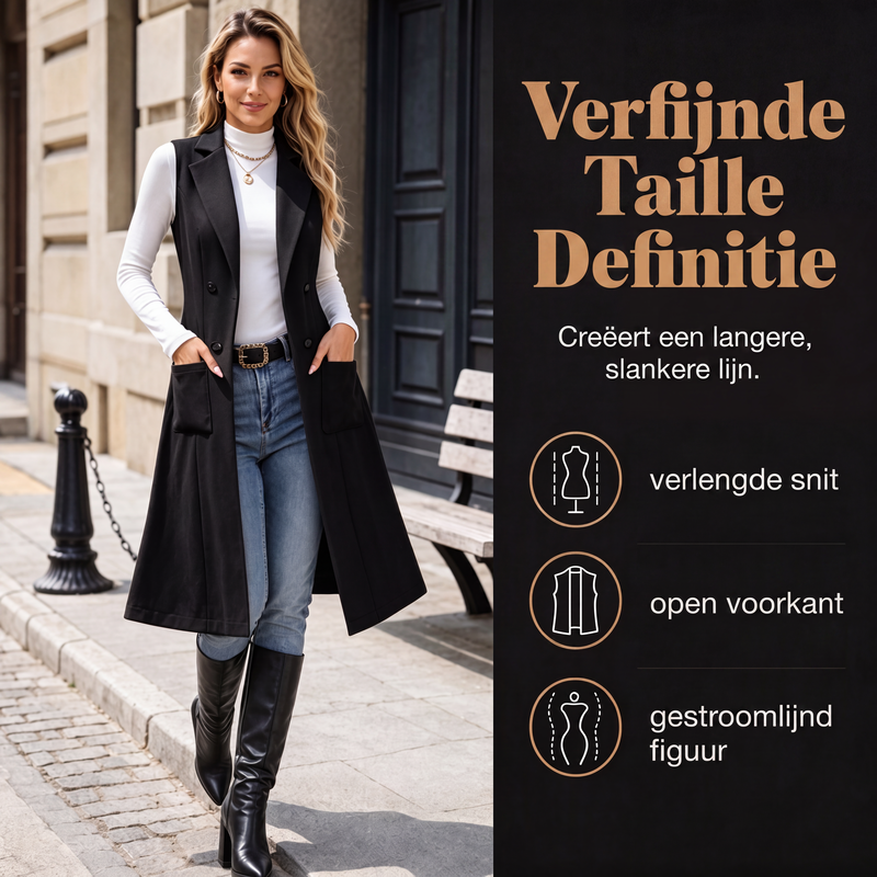 💎 Gratis verzending Dames Mouwloze Longline Blazer – Elegante Open Voorkant & Verfijnde Pasvorm 🤍