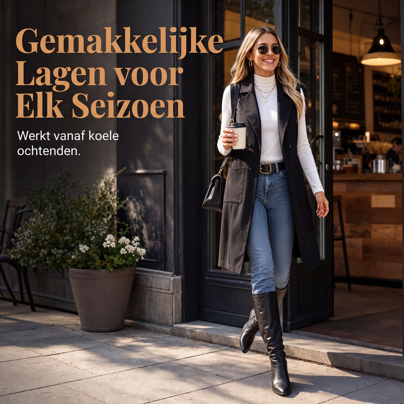 💎 Gratis verzending Dames Mouwloze Longline Blazer – Elegante Open Voorkant & Verfijnde Pasvorm 🤍